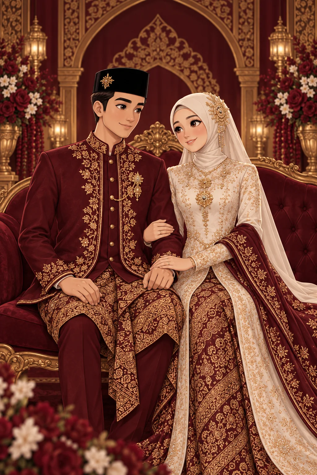 Ilustrasi pasangan mempelai